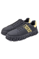 Barabas Wholesale Men's Greek Key Sole Pattern Premium Sneakers 4SK07 Black