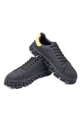 Barabas Wholesale Men's Greek Key Sole Pattern Premium Sneakers 4SK07 Black Gold