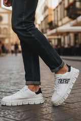 Barabas Wholesale Men's Greek Key Sole Pattern Premium Sneakers 4SK07 White Black