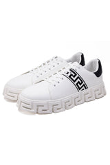 Barabas Wholesale Men's Greek Key Sole Pattern Premium Sneakers 4SK07 Black White
