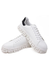 Barabas Wholesale Men's Greek Key Sole Pattern Premium Sneakers 4SK07 White