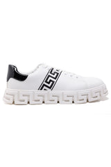 Barabas Wholesale Men's Greek Key Sole Pattern Premium Sneakers 4SK07 White