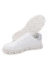 Barabas Wholesale Men's Greek Key Sole Pattern Premium Sneakers 4SK07 Silver