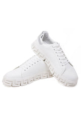 Barabas Wholesale Men's Greek Key Sole Pattern Premium Sneakers 4SK07 Silver