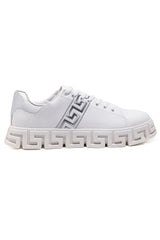 Barabas Wholesale Men's Greek Key Sole Pattern Premium Sneakers 4SK07 Silver
