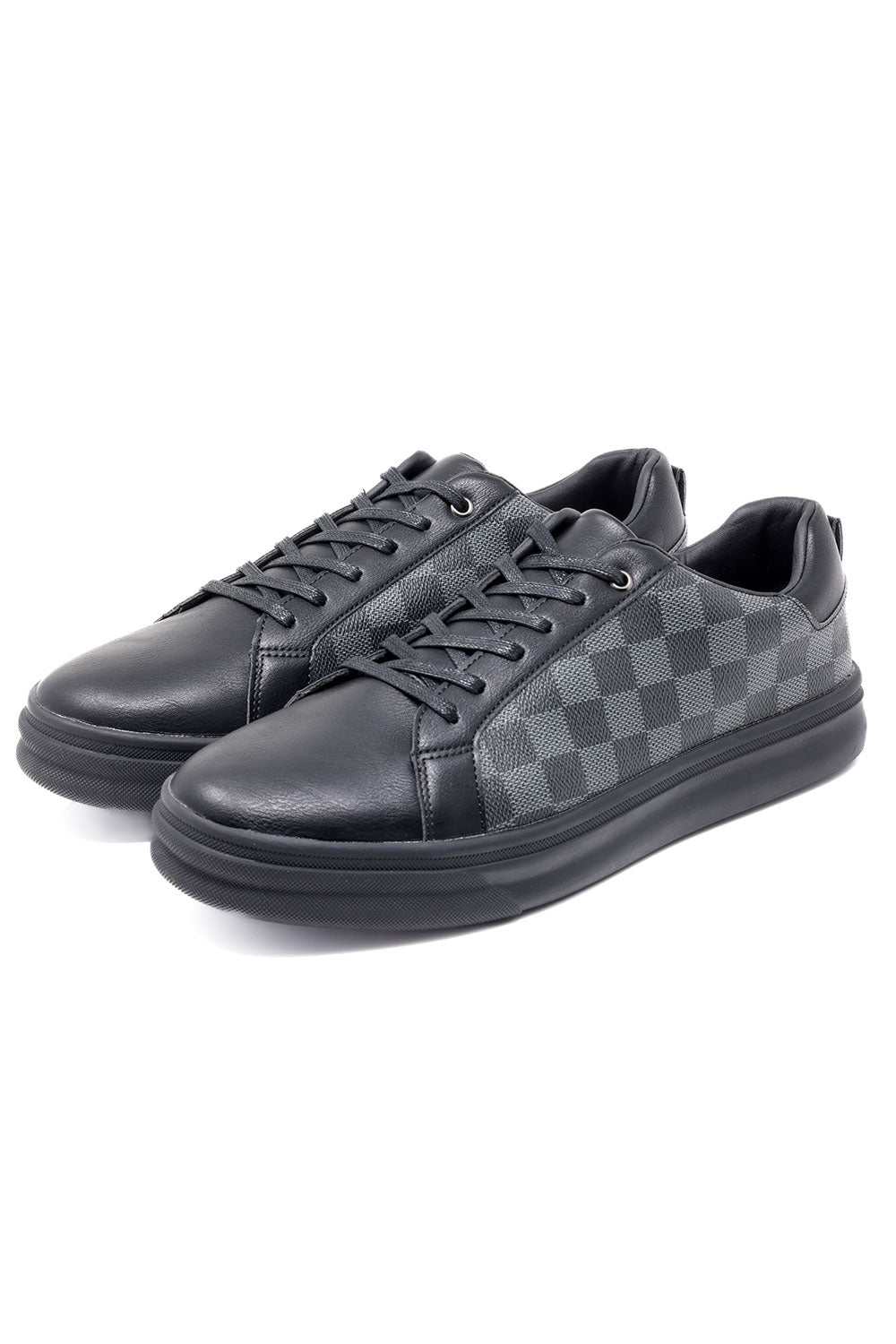 Barabas Men's Wholesale Checkered Running Sneakers Low Cut 4SK08 Black