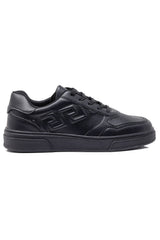 Barabas Wholesale Men's Greek Key Sole Pattern Lace-up Sneakers 4SK09 Black