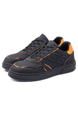 Barabas Wholesale Men's Greek Key Sole Pattern Lace-up Sneakers 4SK09 Black Gold