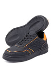 Barabas Wholesale Men's Greek Key Sole Pattern Lace-up Sneakers 4SK09 Gold
