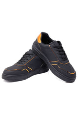 Barabas Wholesale Men's Greek Key Sole Pattern Lace-up Sneakers 4SK09 Black GOld