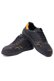 Barabas Wholesale Men's Greek Key Sole Pattern Lace-up Sneakers 4SK09 Black GOld