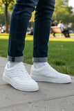 Barabas Wholesale Men's Greek Key Sole Pattern Lace-up Sneakers 4SK09 White