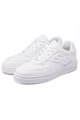 Barabas Wholesale Men's Greek Key Sole Pattern Lace-up Sneakers 4SK09 White