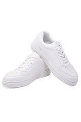 Barabas Wholesale Men's Greek Key Sole Pattern Lace-up Sneakers 4SK09 White