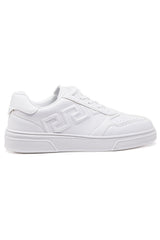 Barabas Wholesale Men's Greek Key Sole Pattern Lace-up Sneakers 4SK09 White