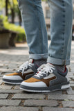 Barabas Wholesale Men's Low Top Laced-Up Premium PU Leather Sneakers 4SK10 Grey