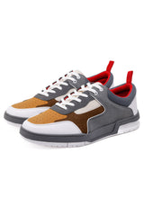 Barabas Wholesale Men's Low Top Laced-Up Premium PU Leather Sneakers 4SK10 Grey