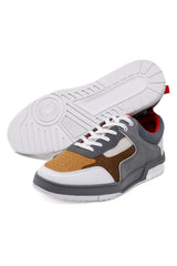 Barabas Wholesale Men's Low Top Laced-Up Premium PU Leather Sneakers 4SK10 Grey