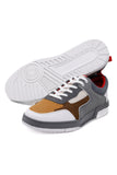 Barabas Wholesale Men's Low Top Laced-Up Premium PU Leather Sneakers 4SK10 Grey