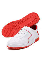 Barabas Wholesale Men's Low Top Laced-Up Premium PU Leather Sneakers 4SK10 White