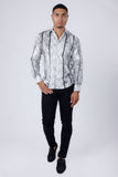 Barabas Wholesale Men's Rhinestone Eagle Long Sleeve Shirts 4SPR01 White