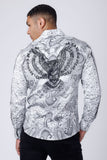 Barabas Wholesale Men's Rhinestone Eagle Long Sleeve Shirts 4SPR01 White