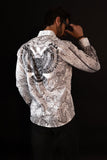 Barabas Wholesale Men's Rhinestone Eagle Long Sleeve Shirts 4SPR01 White