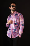 Barabas Wholesale Men's Rhinestone Paisley Dragon Long Sleeve Shirts 4SPR02 Pink