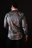 Barabas Wholesale Men's Rhinestone Paisley Dragon Long Sleeve Shirts 4SPR02 Black