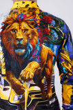 Barabas Wholesale Men's Rhinestone Floral Lion Long Sleeve Shirts 4SPR05 Yellow