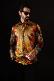 Barabas Wholesale Men's Rhinestone Rose Owl Eagle Long Sleeve Shirts 4SPR06 Red