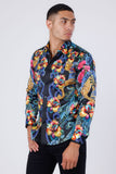 Barabas Wholesale Men's Rhinestone Floral Paisley Long Sleeve Shirts 4SPR07 Mutli