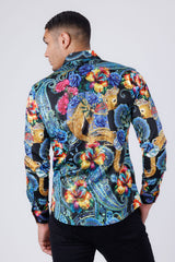 Barabas Wholesale Men's Rhinestone Floral Paisley Long Sleeve Shirts 4SPR07 Yellow