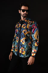 Barabas Wholesale Men's Rhinestone Floral Paisley Long Sleeve Shirts 4SPR07 Multi