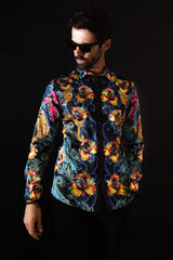 Barabas Wholesale Men's Rhinestone Floral Paisley Long Sleeve Shirts 4SPR07 Multi