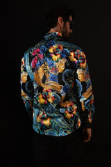 Barabas Wholesale Men's Rhinestone Floral Paisley Long Sleeve Shirts 4SPR07 Multi