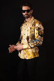 Barabas Wholesale Men's Rhinestone Panther Cheetah Long Sleeve Shirts 4SPR09 Gold