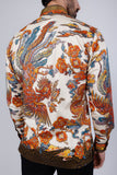 Barabas Wholesale Men's Rhinestone Floral Rooster Long Sleeve Shirts 4SPR10 Cream Black