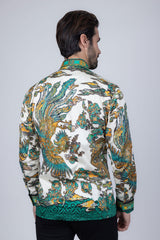 Barabas Wholesale Men's Rhinestone Floral Rooster Long Sleeve Shirts 4SPR10 Olive