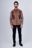 Barabas Wholesale Men's Rhinestone Floral Dragon Long Sleeve Shirts 4SPR11 Orange