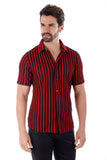 BARABAS Men's Knit See Through Short Sleeve Shirts 4SST01 Red