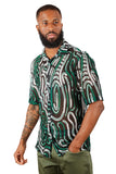 BARABAS Men's Knitted Crochet Button Down Short Sleeve Shirts 4SST02 Green Black