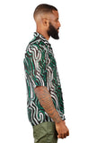 BARABAS Men's Knitted Crochet Button Down Short Sleeve Shirts 4SST02 Green Black