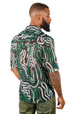 BARABAS Men's Knitted Crochet Button Down Short Sleeve Shirts 4SST02 Green Black