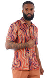 BARABAS Men's Knitted Crochet Button Down Short Sleeve Shirts 4SST02 Purple Orange