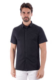Barabas Wholesale Men's Rhinestones Button Down Short Sleeve Shirts 4SST06 Black