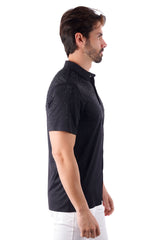 Barabas Wholesale Men's Rhinestones Button Down Short Sleeve Shirts 4SST06 Black