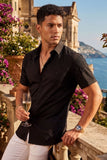 Barabas Wholesale Men's Rhinestones Button Down Short Sleeve Shirts 4SST06 Black Black 