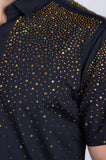 Barabas Wholesale Men's Rhinestones Button Down Short Sleeve Shirts 4SST06 Black Gold