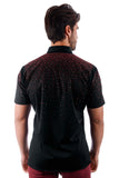 BARABAS Men's Wholesale Rhinestones Button Down Short Sleeve Shirts 4SST06 Black Red